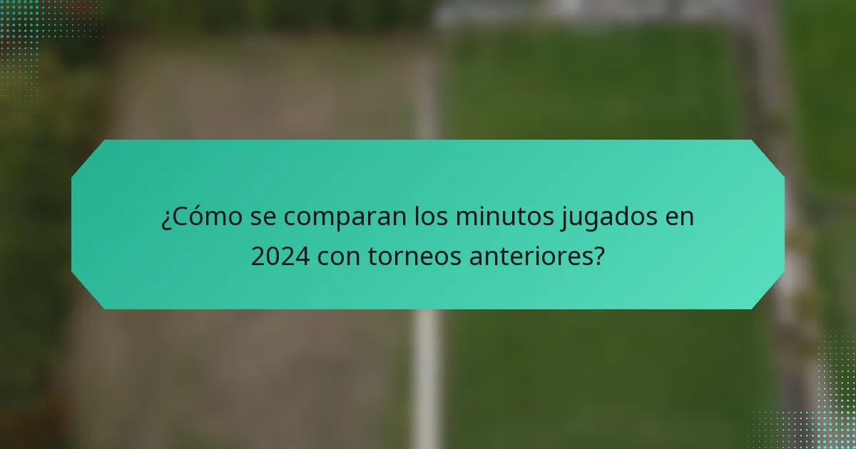 ¿Cómo se comparan los minutos jugados en 2024 con torneos anteriores?